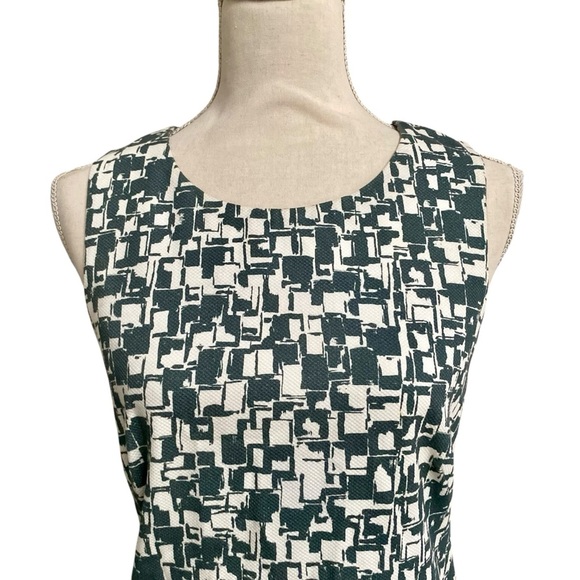 Peserico Shift Dress IT 42 US 6 Gray-Green White Abstract Print Cotton Blend - Picture 2 of 14